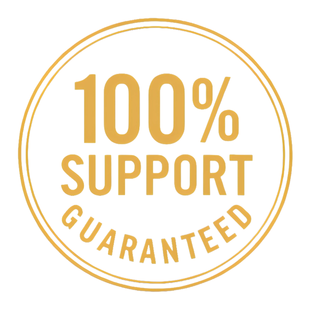 100 percent support guaranteed badge